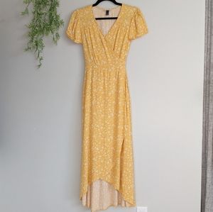 (Universal Thread) Yellow Floral Maxi Wrap Dress